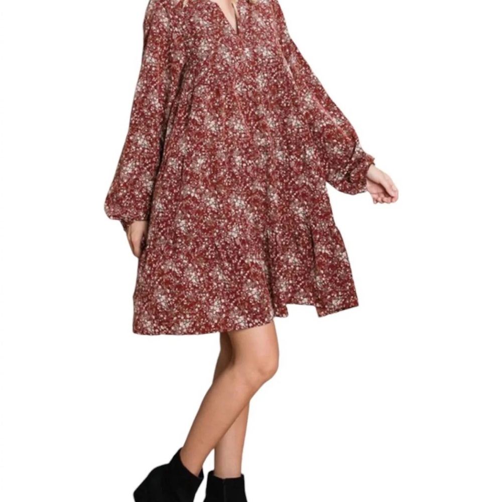 Cotton Bleu Free‎ Time Dress Floral Long Sleeve Pockets Fairy Boho Hippie Large